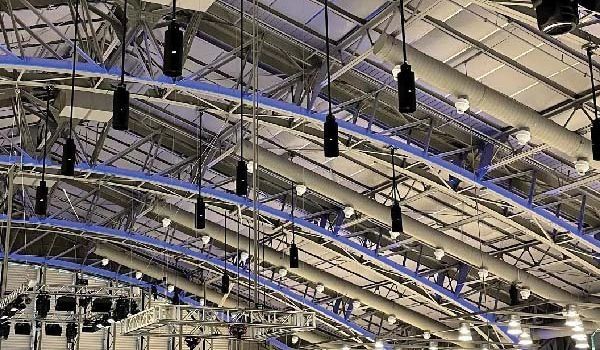 Acoustic ceiling tiles in a commercial space